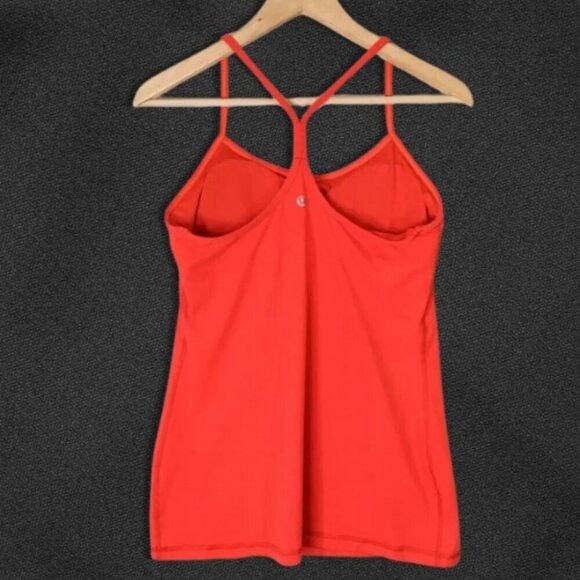 Lululemon Scoop Neck Racerback Tank Top Built-In Shelf Bra Red Orange Women's 6 - Picture 2 of 6
